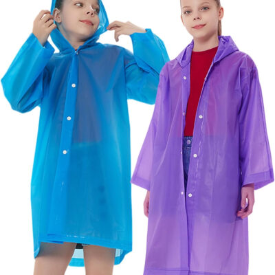 Rain Ponchos Raincoats for Kids, Reusable Boys Girls Rain Jackets Emergency with Hood for Family Disney Travel Outdoor