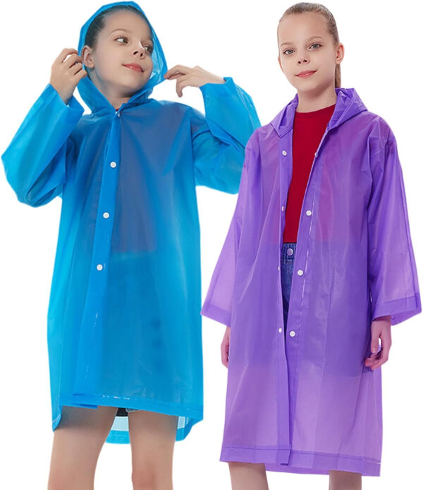 Rain Ponchos Raincoats for Kids, Reusable Boys Girls Rain Jackets Emergency with Hood for Family Disney Travel Outdoor