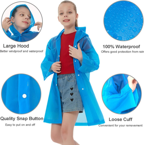 Rain Ponchos Raincoats for Kids, Reusable Boys Girls Rain Jackets Emergency with Hood for Family Disney Travel Outdoor