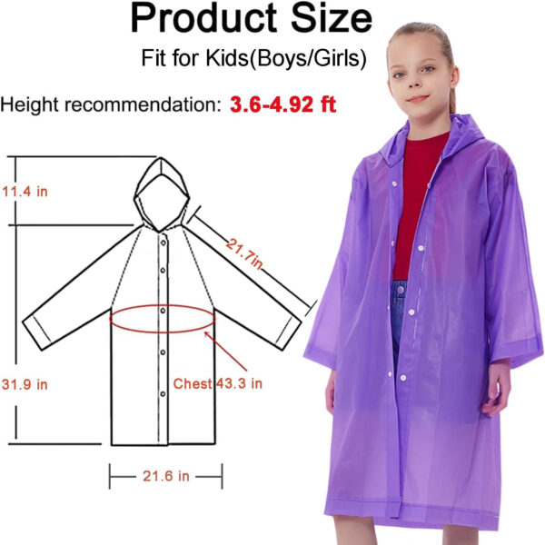 Rain Ponchos Raincoats for Kids, Reusable Boys Girls Rain Jackets Emergency with Hood for Family Disney Travel Outdoor