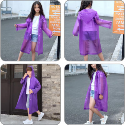 Rain Ponchos Raincoats for Kids, Reusable Boys Girls Rain Jackets Emergency with Hood for Family Disney Travel Outdoor
