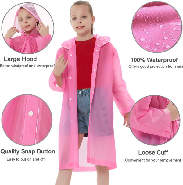 Rain Ponchos Raincoats for Kids, Reusable Boys Girls Rain Jackets Emergency with Hood for Family Disney Travel Outdoor
