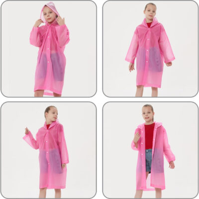 Rain Ponchos Raincoats for Kids, Reusable Boys Girls Rain Jackets Emergency with Hood for Family Disney Travel Outdoor