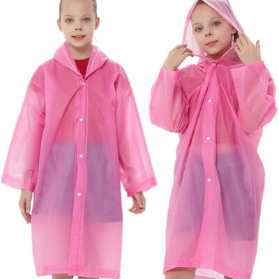 Rain Ponchos Raincoats for Kids, Reusable Boys Girls Rain Jackets Emergency with Hood for Family Disney Travel Outdoor