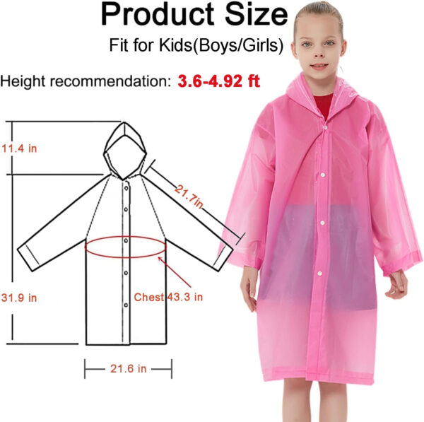 Rain Ponchos Raincoats for Kids, Reusable Boys Girls Rain Jackets Emergency with Hood for Family Disney Travel Outdoor