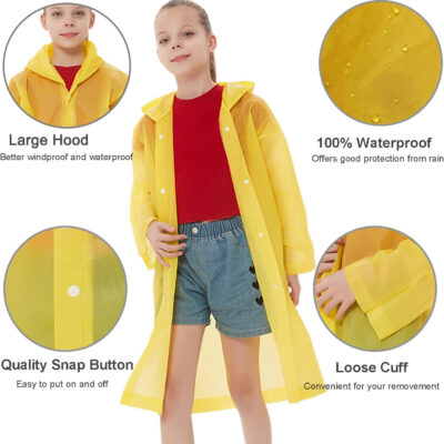 Rain Ponchos Raincoats for Kids, Reusable Boys Girls Rain Jackets Emergency with Hood for Family Disney Travel Outdoor
