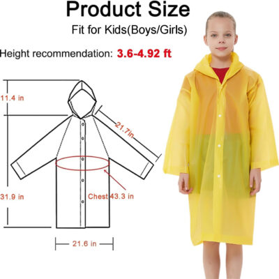 Rain Ponchos Raincoats for Kids, Reusable Boys Girls Rain Jackets Emergency with Hood for Family Disney Travel Outdoor