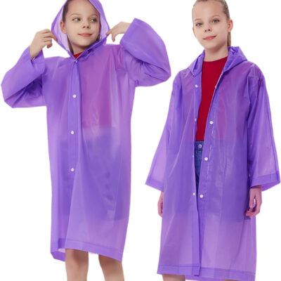 Rain Ponchos Raincoats for Kids, Reusable Boys Girls Rain Jackets Emergency with Hood for Family Disney Travel Outdoor