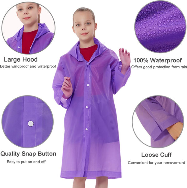 Rain Ponchos Raincoats for Kids, Reusable Boys Girls Rain Jackets Emergency with Hood for Family Disney Travel Outdoor