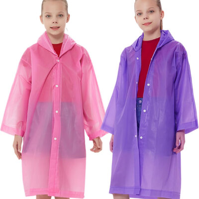 Rain Ponchos Raincoats for Kids, Reusable Boys Girls Rain Jackets Emergency with Hood for Family Disney Travel Outdoor