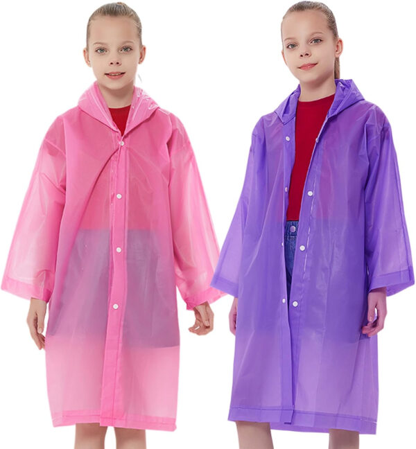 Rain Ponchos Raincoats for Kids, Reusable Boys Girls Rain Jackets Emergency with Hood for Family Disney Travel Outdoor