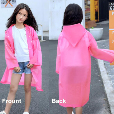Rain Ponchos Raincoats for Kids, Reusable Boys Girls Rain Jackets Emergency with Hood for Family Disney Travel Outdoor