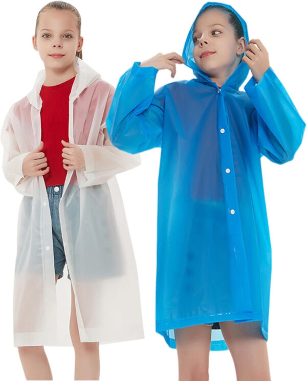 Rain Ponchos Raincoats for Kids, Reusable Boys Girls Rain Jackets Emergency with Hood for Family Disney Travel Outdoor