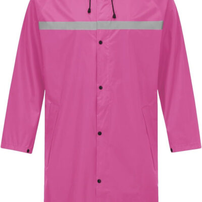 Mens Long Safety Rain Coats with Air Vents Reflective Stripes Waterproof Packable Rain Jacket with Hood Lightweight