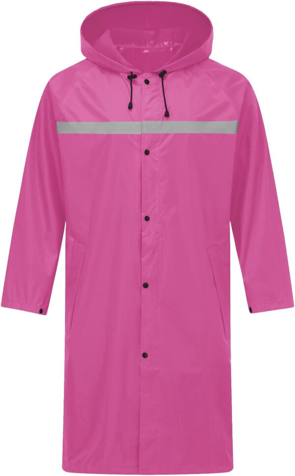 Mens Long Safety Rain Coats with Air Vents Reflective Stripes Waterproof Packable Rain Jacket with Hood Lightweight