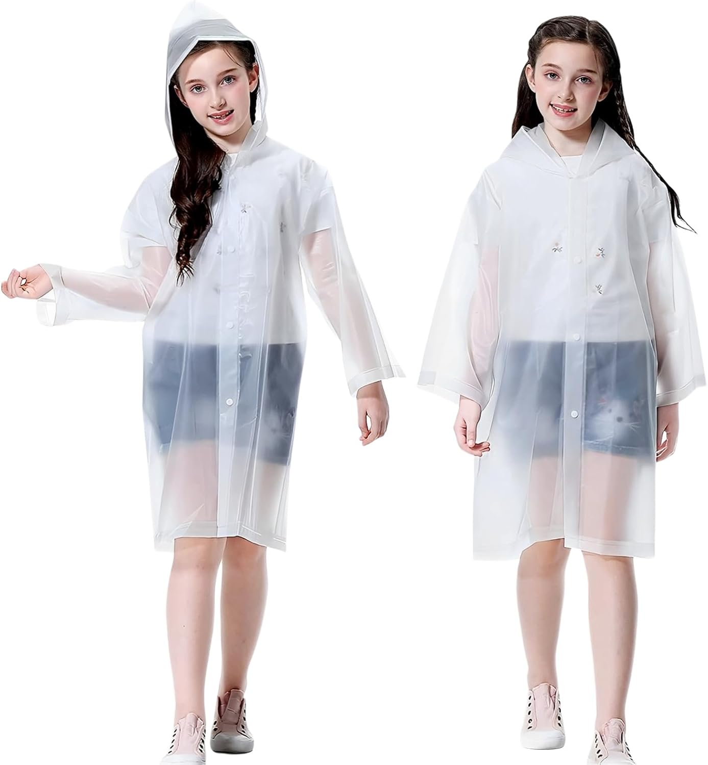 Rain Ponchos Raincoats for Kids, 2 Packs Rain Coats Jacket Reusable with Hood for Boys Girls Disney Hiking Camping Outdoor