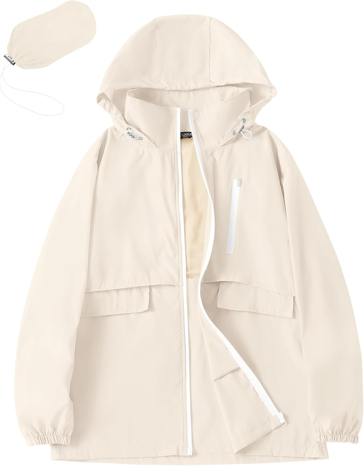 Avoogue Rain Jacket Women with Hooded Lightweight Waterproof Raincoats Packable Zipper Pockets Windbreakers