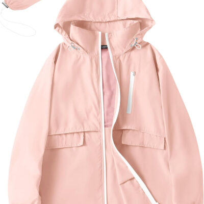 689b6e0593636363ac407f92b0c69cc728e6dbdb47c7f97493a8f.jpg Avoogue Rain Jacket Women with Hooded Lightweight Waterproof Raincoats Packable Zipper Pockets Windbreakers