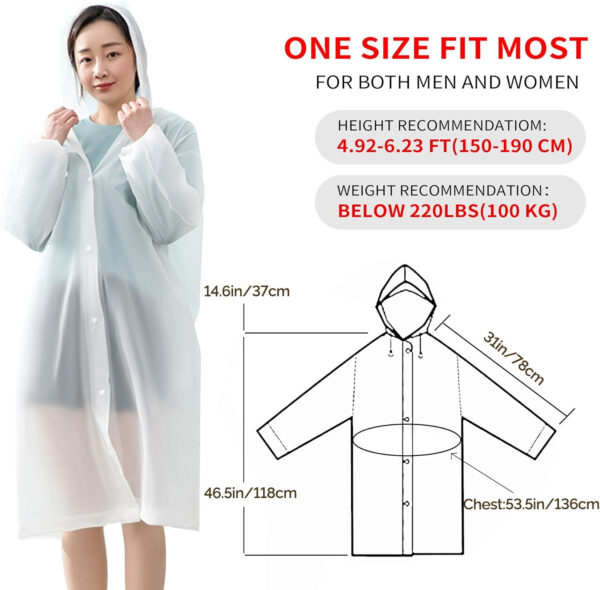 YOUNGTIME Reusable Rain Ponchos for Adults,2 Pack EVA Rain Jacket Coats with Hood for Women and Men