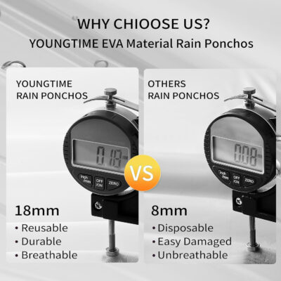 YOUNGTIME Reusable Rain Ponchos for Adults,2 Pack EVA Rain Jacket Coats with Hood for Women and Men