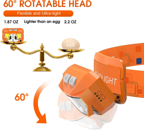 LHKNL Headlamp Flashlight, Lumen Ultra-Light Bright LED Rechargeable Headlight with White Red Light, 2-Pack Waterproof Motion Sensor Head Lamp,8 Modes for Outdoor Camping Running Hiking Fishing