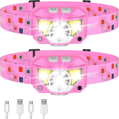 LHKNL Headlamp Flashlight, Lumen Ultra-Light Bright LED Rechargeable Headlight with White Red Light, 2-Pack Waterproof Motion Sensor Head Lamp,8 Modes for Outdoor Camping Running Hiking Fishing