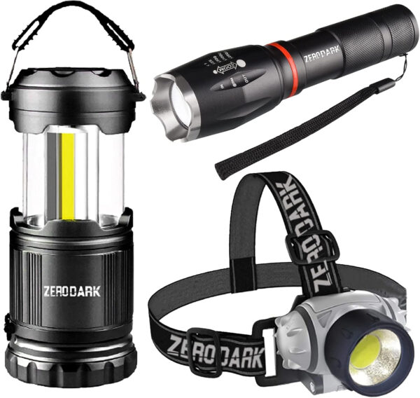 689b75051fd063e9b4c424b1a1d608051954cee6d6f093bebaa7b.jpg ZeroDark Flashlights Headlamp Lantern 3-Piece Set, Flashlight + Head Lamp + Camping Lantern Battery Powered LED High Lumens Camping Lights flashlights for Emergencies