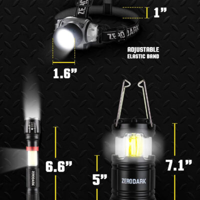 689b7510399ff26af404378190f8f61e84da97fb19e6ffbab94c4.jpg ZeroDark Flashlights Headlamp Lantern 3-Piece Set, Flashlight + Head Lamp + Camping Lantern Battery Powered LED High Lumens Camping Lights flashlights for Emergencies