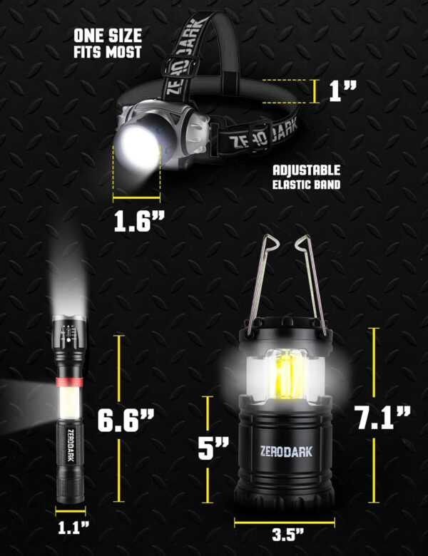 689b7510399ff26af404378190f8f61e84da97fb19e6ffbab94c4.jpg ZeroDark Flashlights Headlamp Lantern 3-Piece Set, Flashlight + Head Lamp + Camping Lantern Battery Powered LED High Lumens Camping Lights flashlights for Emergencies