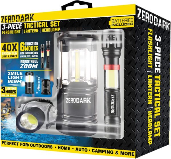 689b7511d94ab01ed53abd55db673f88e125fb8d57d40b41f877c.jpg ZeroDark Flashlights Headlamp Lantern 3-Piece Set, Flashlight + Head Lamp + Camping Lantern Battery Powered LED High Lumens Camping Lights flashlights for Emergencies