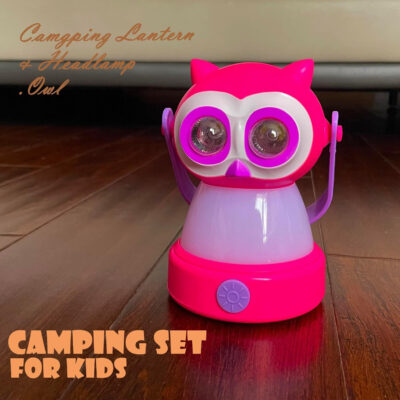 Kids Owl Lantern & Headlamp Set, 2-in-1 360° LED Camping Night Light, Battery Powered 3×AA, Child-Safe ABS, Portable Adventure Toy & Bedroom Night-Light (Pink Owl Lantern-Headlmp)