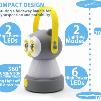 Outdoor Equipment LED Camping Lantern & Headlamp Set for Kids, FANT.LUX Battery Powered Night Light for Emergency, Hurricane, Lightweight Tent Lamp - Owl (Dog Set)