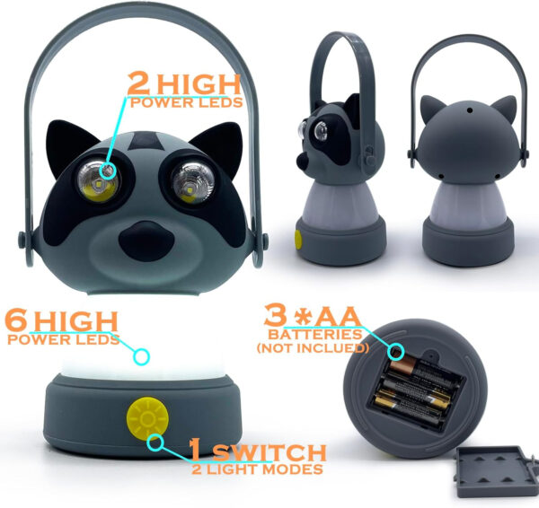 Outdoor Equipment LED Camping Lantern & Headlamp Set for Kids, FANT.LUX Battery Powered Night Light for Emergency, Hurricane, Lightweight Tent Lamp - Owl (Dog Set)