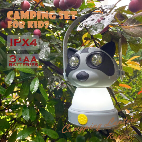 Outdoor Equipment LED Camping Lantern & Headlamp Set for Kids, FANT.LUX Battery Powered Night Light for Emergency, Hurricane, Lightweight Tent Lamp - Owl (Dog Set)