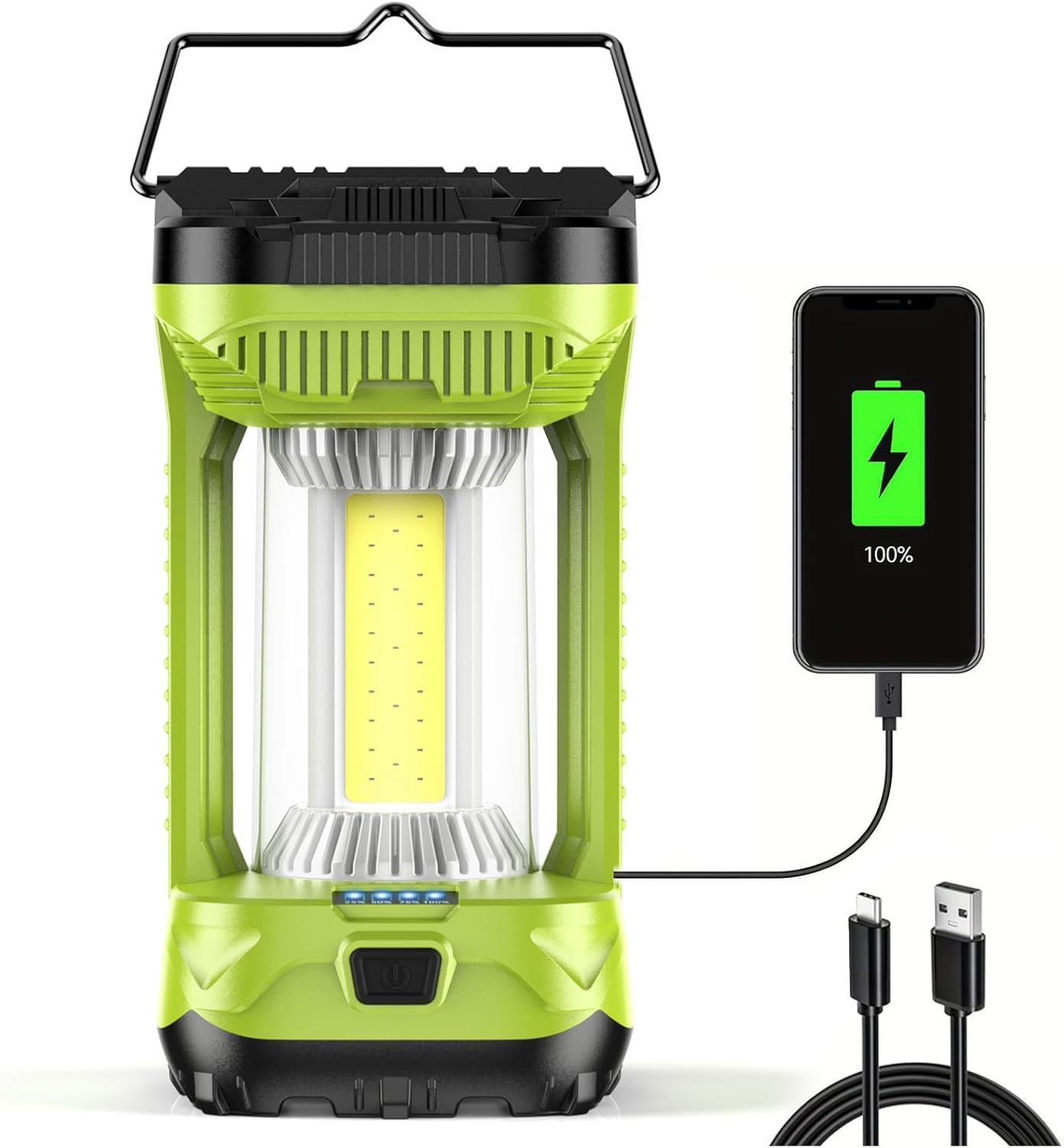 AlpsWolf Camping Lantern Rechargeable, 1000LM 4 Light Modes Camping Light 4000mAh Rechargeable Lantern for Power Outages Portable Camp Lantern with Memory Function, Green, 1 Pack