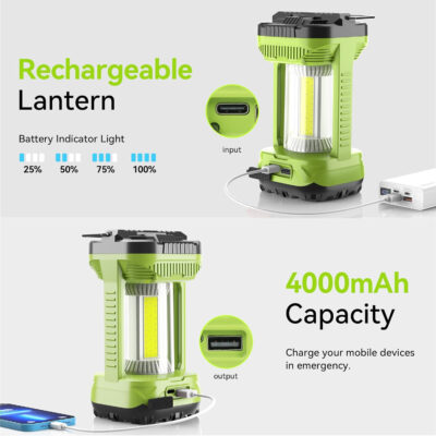 689b870592d9b512fef28c7a1695303f2d90d67fe41b324169145.jpg AlpsWolf Camping Lantern Rechargeable, 1000LM 4 Light Modes Camping Light 4000mAh Rechargeable Lantern for Power Outages Portable Camp Lantern with Memory Function, Green, 1 Pack