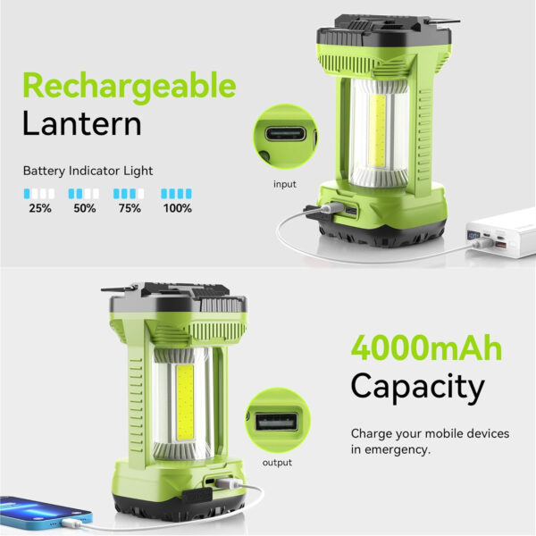 689b870592d9b512fef28c7a1695303f2d90d67fe41b324169145.jpg AlpsWolf Camping Lantern Rechargeable, 1000LM 4 Light Modes Camping Light 4000mAh Rechargeable Lantern for Power Outages Portable Camp Lantern with Memory Function, Green, 1 Pack