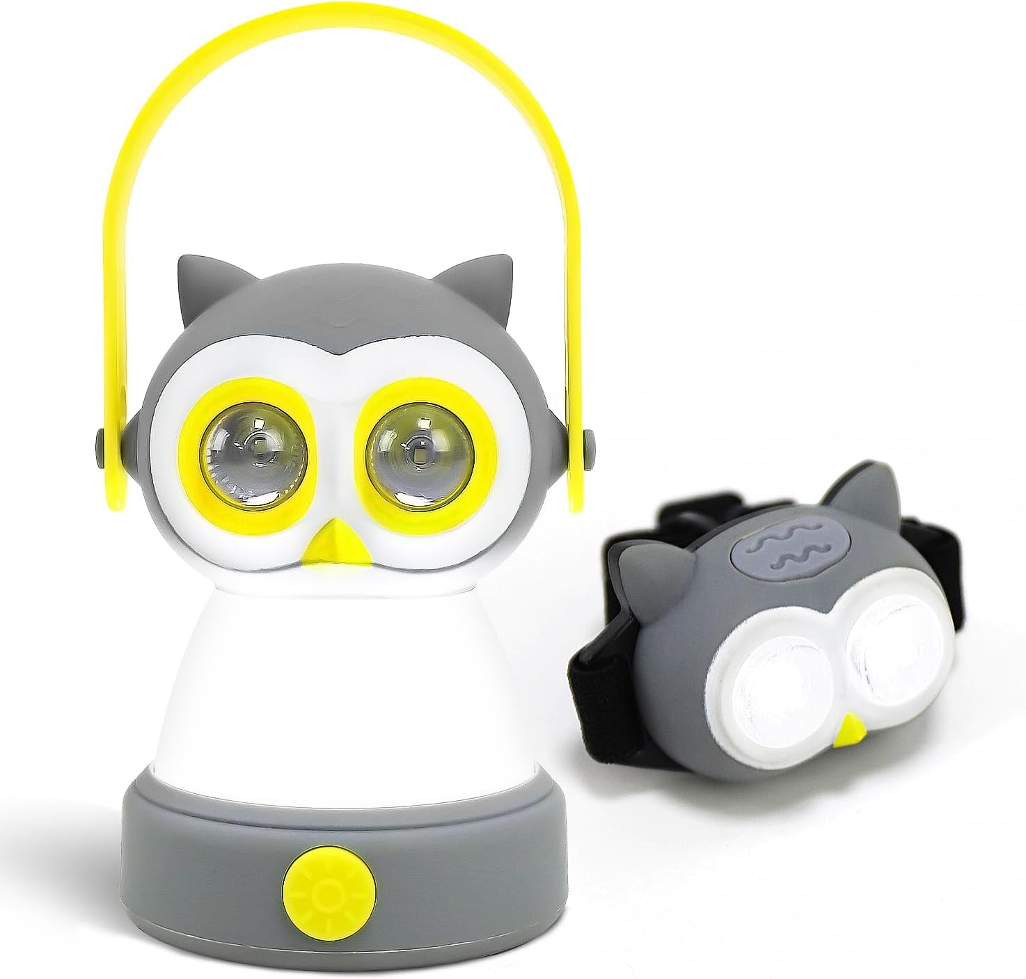 Portable LED Camping Lantern, Head Lamp Kit, Lightweight Battery Powered LED Flashlight for Indoor Outdoor, Kids Camping Gear Gift for Children's Day, Birthday, Easter, Adventure(Owl Set)