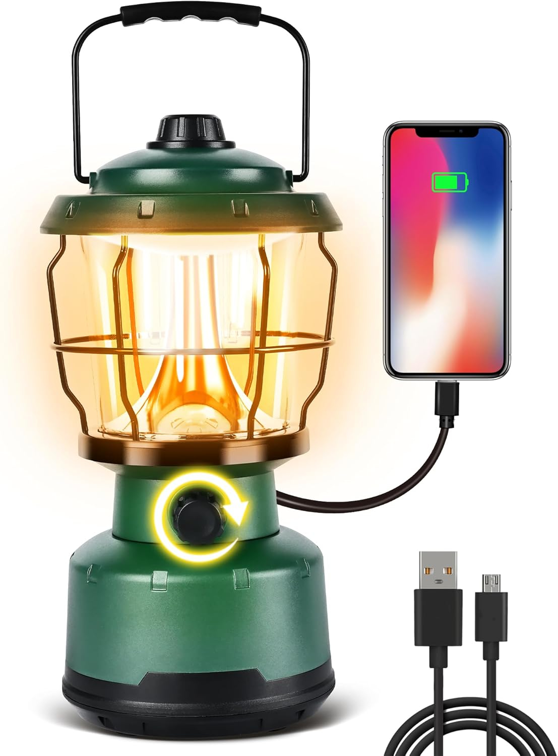 LED Camping Lantern, 2500LM Dimmable Vintage Rechargeable Lantern, Water Resistant Portable Emergency Lights for Camping, Home Power Outage, Hurricane, Hiking