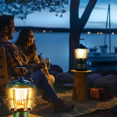 LED Camping Lantern, 2500LM Dimmable Vintage Rechargeable Lantern, Water Resistant Portable Emergency Lights for Camping, Home Power Outage, Hurricane, Hiking