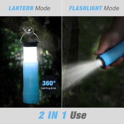 689b88ec8b11f5b9108c7837e7e6072639665edb0a3926913be12.jpg EverBrite 2-in-1 Mini Lanterns and Flashlights with 3 Modes, 2 Pack Portable Outdoor LED Zoomable Torches, Camping Essentials for Hurricane, Hiking, Night Walking, Emergency