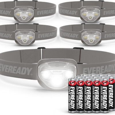 EVEREADY LED Headlamps Pro200 [5-Pack], IPX4 Water Resistant, Bright and Durable Head Lights for Camping, Hiking, Emergency Power Outage (Batteries Included)
