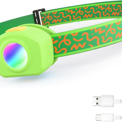 EverBrite LED Headlamp Rechargeable Kids Headlamp with RGB Mode and Adjustable Headband, 3 Modes Multicolor Headlamp for Camping, Reading, Exploring, Halloween, Christmas