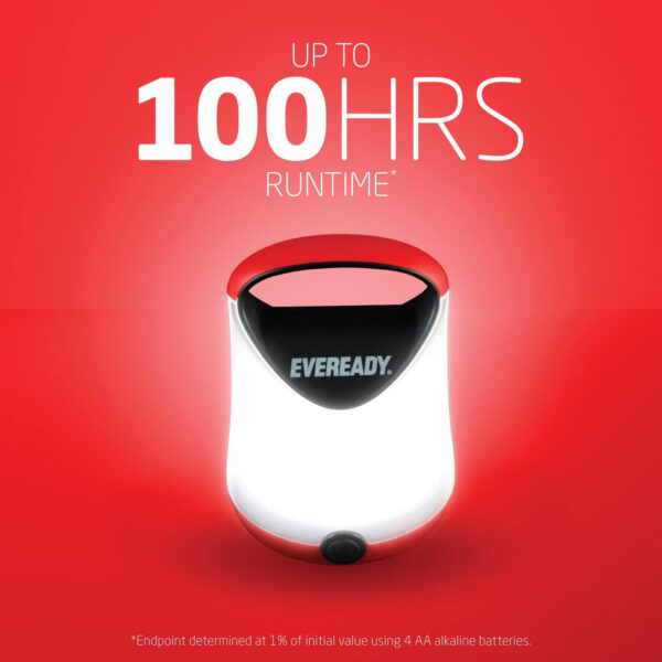 689b8a1db8526d443f851191ae7cde3c0944ea466a89976f4ed89.jpg Eveready LED Camping Lantern, Bright Battery Powered Lantern, Water Resistant Hurricane Supplies, 100 Hour Run-time, Pack of 1