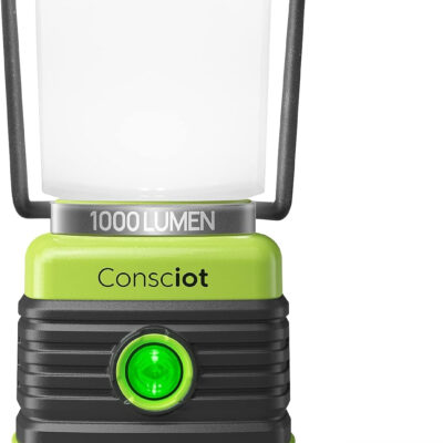 LED Camping Lantern, Consciot Battery Powered Camping Lights, 1000LM, 4 Light Modes, IPX4 Waterproof Tent Lights, Portable Flashlight for Power Outages, Emergency, Hurricane, Hiking, 2-Pack