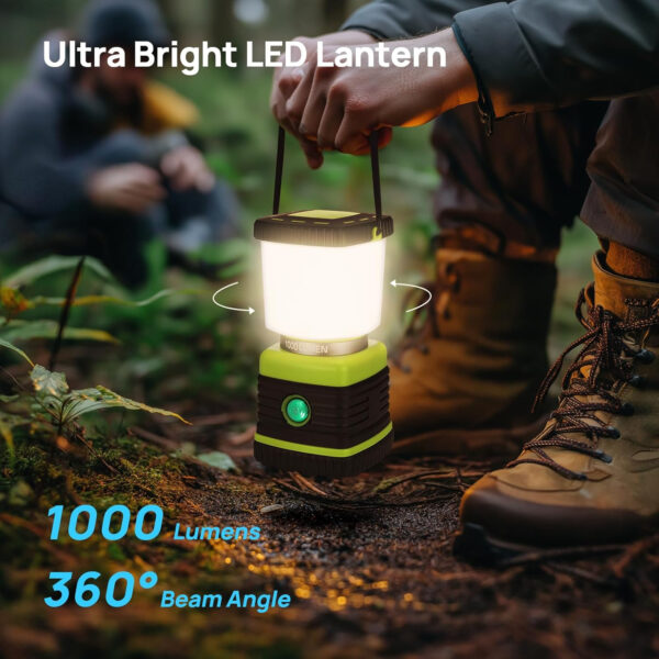 LED Camping Lantern, Consciot Battery Powered Camping Lights, 1000LM, 4 Light Modes, IPX4 Waterproof Tent Lights, Portable Flashlight for Power Outages, Emergency, Hurricane, Hiking, 2-Pack