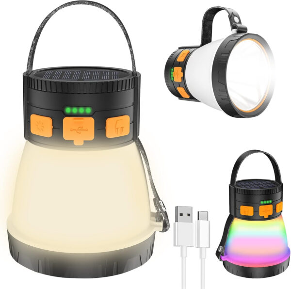 689b8ab89bd80498734d7c20060bc249420ac3189ae75b1f5070c.jpg LED Camping Lantern, 1500 Lumens Camping Lantern Rechargeable with Solar Panel Charging, Waterproof, 8 Light Modes, 7500mAh Power Bank, Camping Flashlight for Hurricane Emergency, Hiking, Outdoor