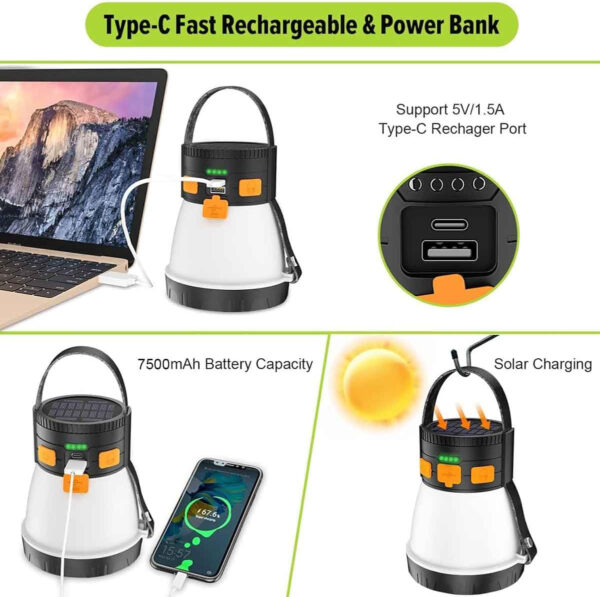 689b8abdca128697bc9098e71ddb3ea41ec28f48d653e5e0dfc07.jpg LED Camping Lantern, 1500 Lumens Camping Lantern Rechargeable with Solar Panel Charging, Waterproof, 8 Light Modes, 7500mAh Power Bank, Camping Flashlight for Hurricane Emergency, Hiking, Outdoor