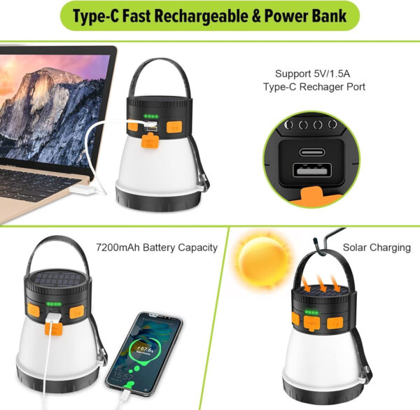 689b8acb50e5aabf5cd1961928cdd260031fefd22f11725dc2f21.jpg LED Camping Lantern, 1500 Lumens Camping Lantern Rechargeable with Solar Panel Charging, Waterproof, 8 Light Modes, 7500mAh Power Bank, Camping Flashlight for Hurricane Emergency, Hiking, Outdoor