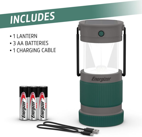 689b8b0bef0586a6b40abfc1061a3e676e6dddbb42ae10f4c933c.jpg Energizer S-500 Hybrid Power Camping Lantern, Solar, Rechargeable, or AA Battery Powered, IPX4 Water Resistant Bright LED Lantern